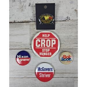 Vintage Lot Political Pins & Louise Mandrell Theater Pin See Pics For Which Ones